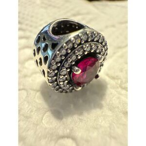 Authentic Pandora SPARKLING RED PAVE CRYSTAL Valentine Round Charm